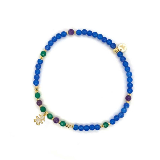BLUE AGATE ANKLET WITH AMETHYST AND GREEN AGATE WITH INFINITY PENDANT