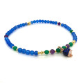 BLUE AGATE ANKLET WITH AMETHYST AND GREEN AGATE WITH A BLUE PENDANT
