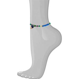 BLUE AGATE ANKLET WITH AMETHYST AND GREEN AGATE WITH A BLUE PENDANT