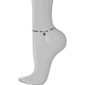 Gold plated Rubi agate anklet with pearl , turquoise and coke wood with red pendant