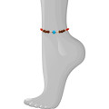 RED CORAL ANKLET WITH TURQUOISE , PEARLS AND COOK WOOD RED CORAL ANKLET WITH TURQUOISE , PEARLS AND COOK WOOD