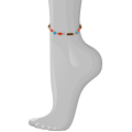 ORANGE CORAL ANKLET WITH TURQUOISE , PEARLS AND COOK WOOD
