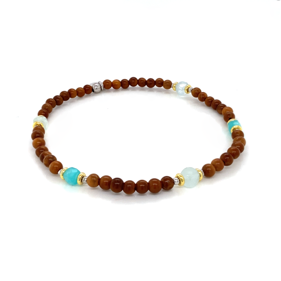 Aquamarines ANKLET WITH AMAZONITE AND COOK WOOD 