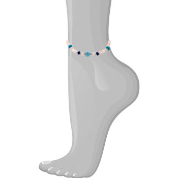 Turquoise anklet with eye heart shaped with Lapis and pink qurtz 