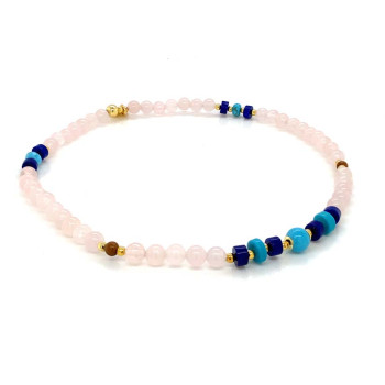 TURQUOISE ANKLET WITH LAPIS AND QUARTZ