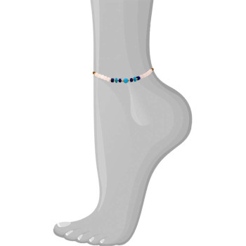 TURQUOISE ANKLET WITH LAPIS AND QUARTZ