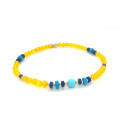 YELLOW AGATE ANKLET WITH TURQUOISE , LAPIS AND WOOD COKE