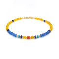 CORAL ANKLET WITH LAPIS , TURQUISE , BLUE AGATE AND YELLOW AGATE