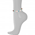 Wood anklet with eye, pinkquartz and amazonite 