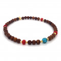 Wood anklet with halolite and coral 