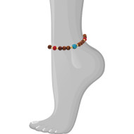 Wood anklet with halolite and coral 