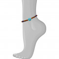 Wood Anklet with circle Eye with turquoise and Lapis stone