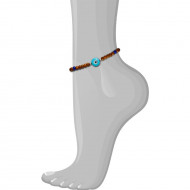 Wood Anklet with circle Eye with turquoise and Lapis stone