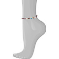 Wood anklet with eye, pearls and garnet 