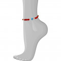 TURQUOISE EYE ANKLET WITH , RED AGATE , WOOD COKE TURQUOISE EYE ANKLET WITH , RED AGATE , WOOD COKE