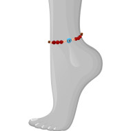 TURQUOISE EYE ANKLET WITH , RED AGATE , WOOD COKE