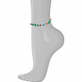Wood anklet with eye and green agate 