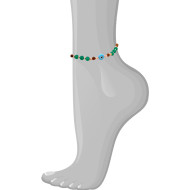 Wood anklet with eye and green agate 