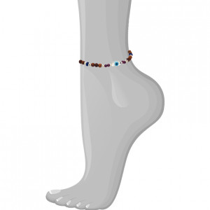 Wood anklet with garnet sone and lapis 