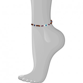 Wood anklet with garnet sone and lapis 