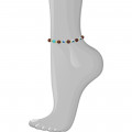 Wood anklet with 3 seashell eyes, amazonite and lapis stone 