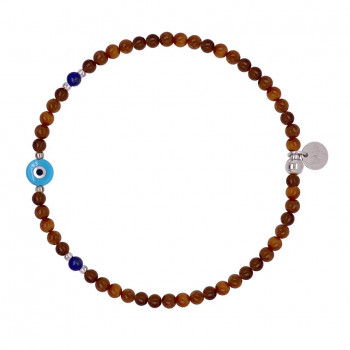 Wood Anklet with circle Eye with turquoise and Lapis stone