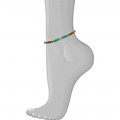 WOOD ANKLET WITH amethyst and green agate STONE