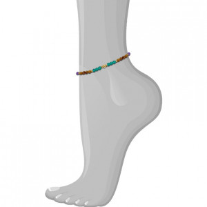 WOOD ANKLET WITH amethyst and green agate STONE