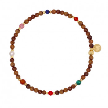 WOOD ANKLET WITH colored  STONEs