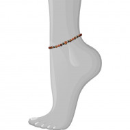 Wood anklet with amber stones, onyx and red agate