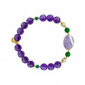 lavenderaite bracelet with green agate , pearl and amethyst