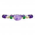lavenderaite bracelet with green agate , pearl and amethyst