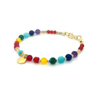GOLD PLATED chakras BRACELET ( TURQUOSE , RED AGATE , CORAL , YELLOW AGATE , CHLORITE , AMAZONITE , LAPIS AND AMETHYST ) GOLD PLATED chakras BRACELET ( TURQUOSE , RED AGATE , CORAL , YELLOW AGATE , CHLORITE , AMAZONITE , LAPIS AND AMETHYST )