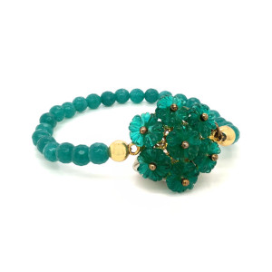 FLOWER'S SHELL BRACELET WITH GREEN AGATE