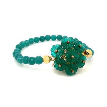 FLOWER'S SHELL BRACELET WITH GREEN AGATE