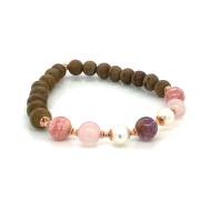 amacitrine bracelet with pearl , pink quartz and rhodochrosite 