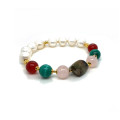 gold plated pearl and tourmaline bracelet