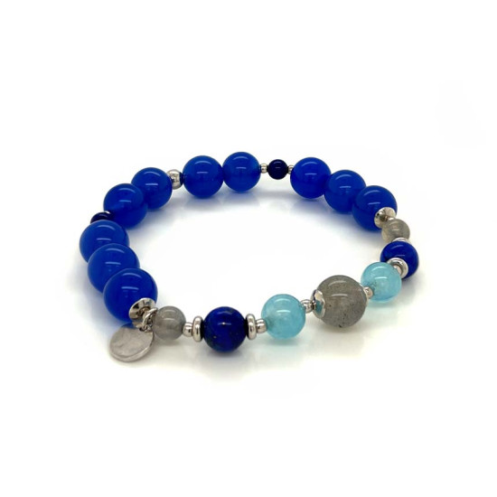 Bracelet with labrodite, aquamarine, lapis, and blue agate stones Bracelet with labrodite, aquamarine, lapis, and blue agate stones