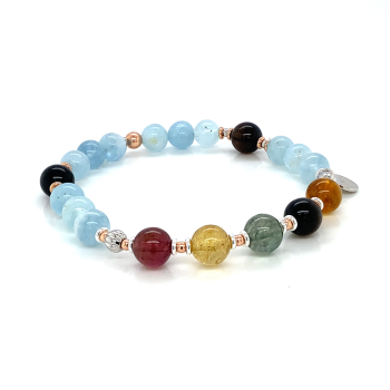 gold plated tourmaline bracelet with aquamarine 