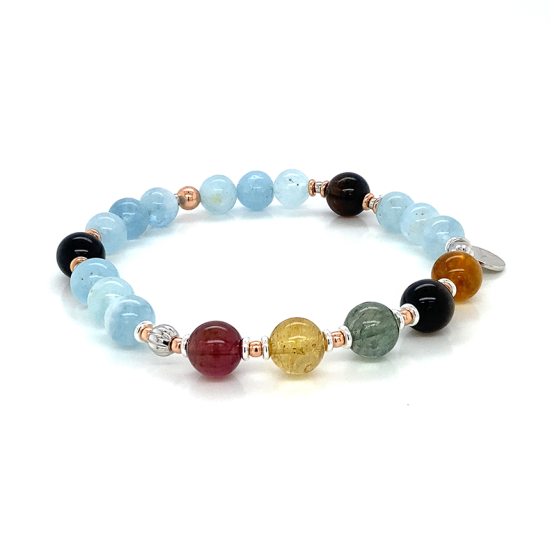 gold plated tourmaline bracelet with aquamarine gold plated tourmaline bracelet with aquamarine