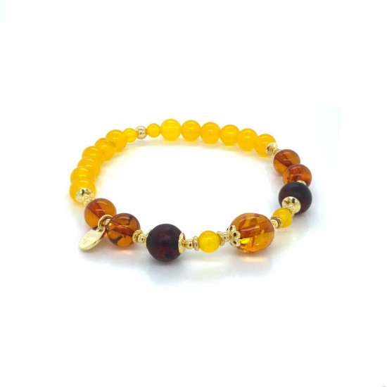 Gold plated oval Amber with yellow Agate