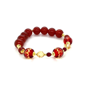RED AMBER BRACELET WITH CITRINE, RUBY AND RED AGATE