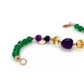 GOLD PLATED AMETHYST BRACELET WITH CITRINE , AZORITE  AND GREEN AGATE 