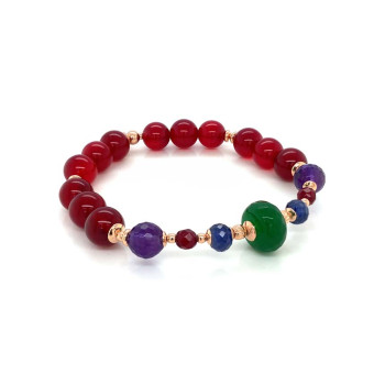 EMERALD BRACELET WITH SAPPHIRE, RUBY, AMETHYST AND RED AGATE