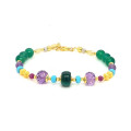 18K GOLD PLATED MALACHITE BRACELET WITH TURQUOISE, AMETHYST, RUBY, AND GREEN AGATE 18K GOLD PLATED MALACHITE BRACELET WITH TURQUOISE, AMETHYST, RUBY, AND GREEN AGATE