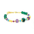 18K GOLD PLATED MALACHITE BRACELET WITH TURQUOISE, AMETHYST, RUBY, AND GREEN AGATE 18K GOLD PLATED MALACHITE BRACELET WITH TURQUOISE, AMETHYST, RUBY, AND GREEN AGATE