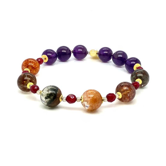 GOSHA CRYSTAL BRACELET WITH AMETHYST AND RUBY AGATE 