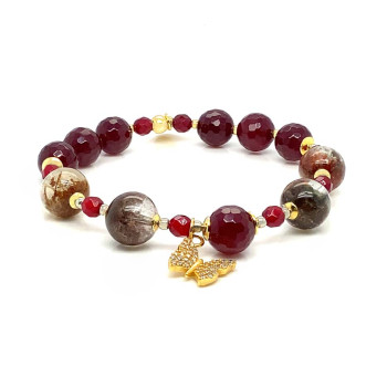 GOSHA CRYSTAL BRACELET WITH RUBY AGATE AND BUTTERFLY CHARM