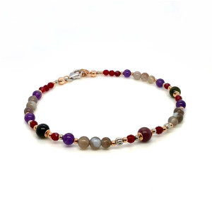 COLORED TOURMALINE BRACELET WITH RUBY AGATE, SULEIMANI AGATE, AND AMETHYST