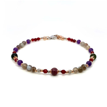 COLORED TOURMALINE BRACELET WITH RUBY AGATE, SULEIMANI AGATE, AND AMETHYST